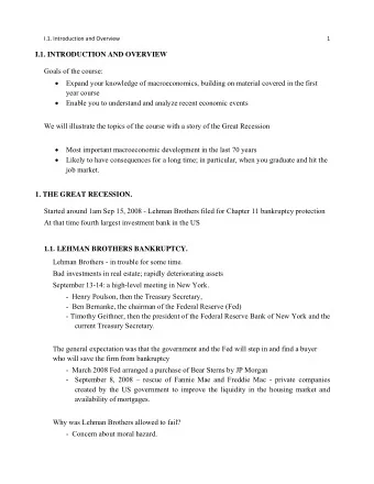 I.1. INTRODUCTION AND OVERVIEW  Goals of the course:  Expand your knowledge of macroeconomics,