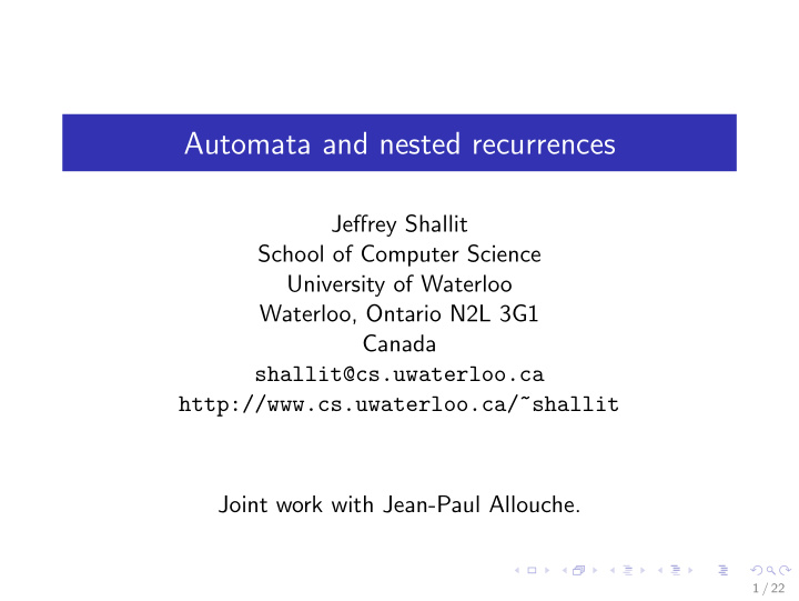 automata and nested recurrences