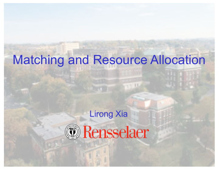 matching and resource allocation