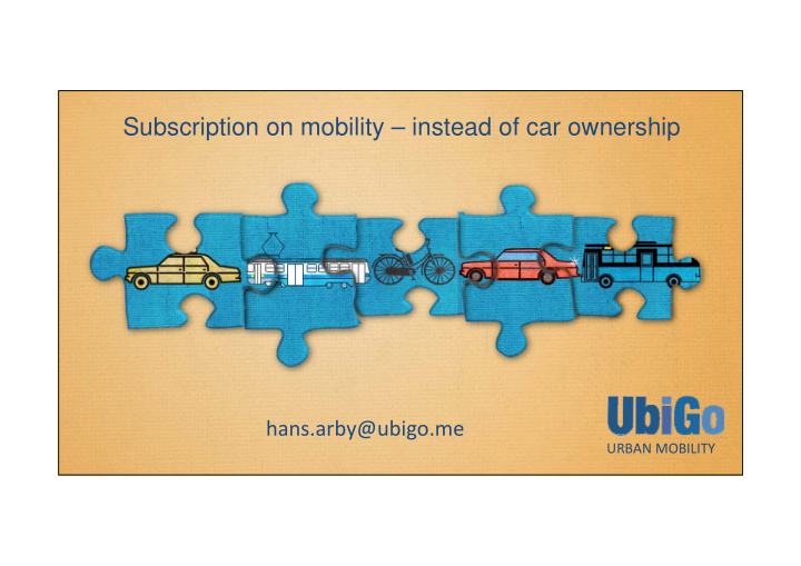 subscription on mobility instead of car ownership