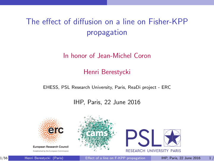 the effect of diffusion on a line on fisher kpp