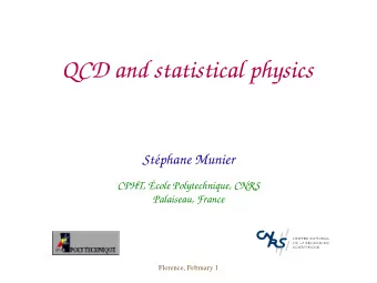 QCD and statistical physics  Stphane Munier  CPHT, cole Polytechnique, CNRS  Palaiseau, France