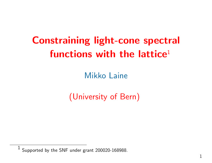 constraining light cone spectral