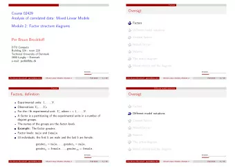 Oversigt  Course 02429  Analysis of correlated data: Mixed Linear Models  Factors  1  Module 2: