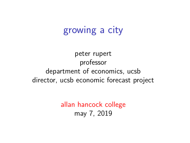 growing a city