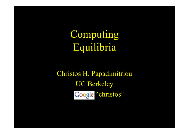 computing equilibria