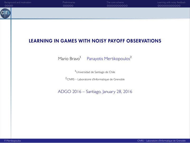 learning in games with noisy payoff observations