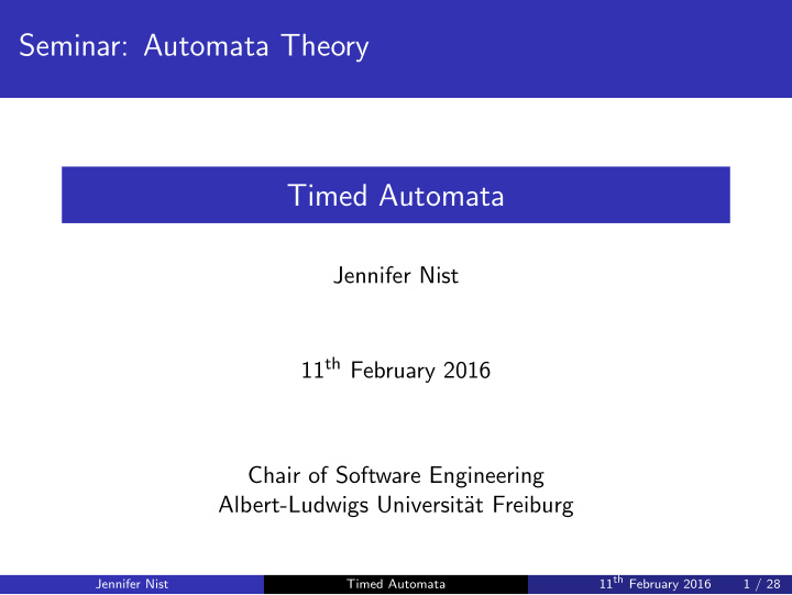 seminar automata theory timed automata