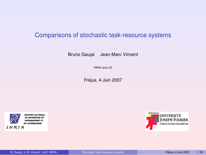 comparisons of stochastic task resource systems