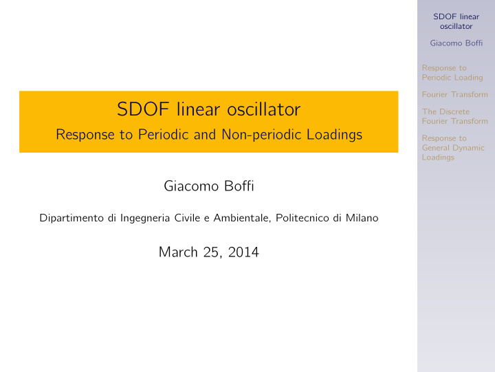 sdof linear oscillator