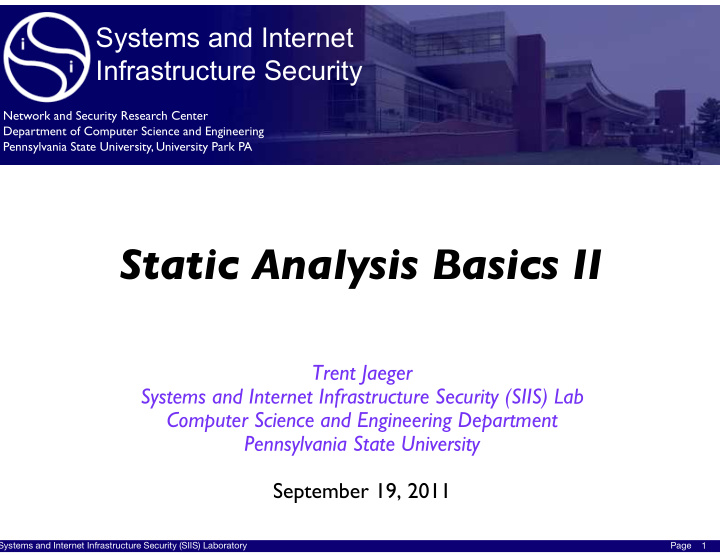 static analysis basics ii