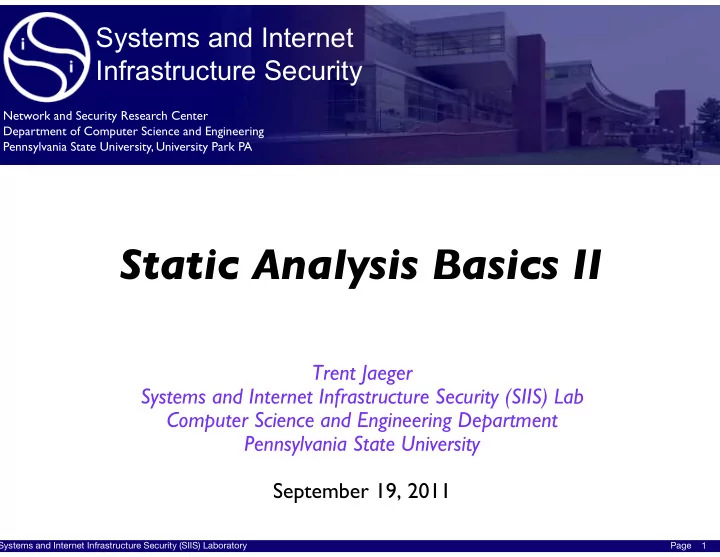 static analysis basics ii