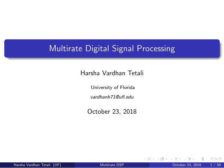 multirate digital signal processing