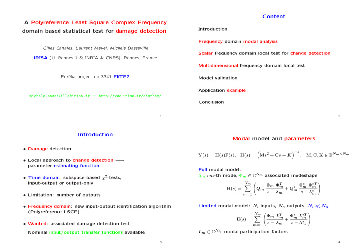 content a polyreference least square complex frequency