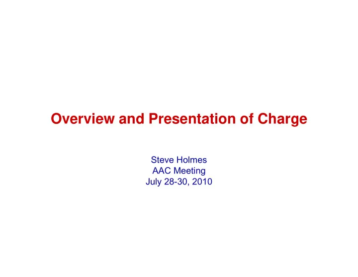 overview and presentation of charge overview and