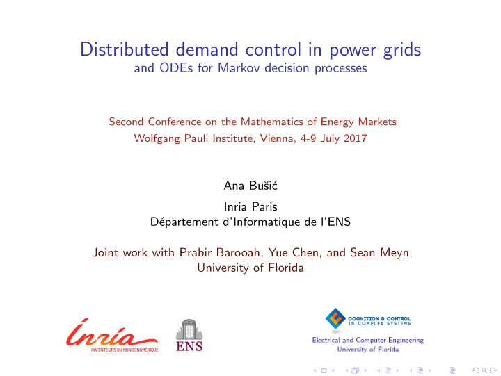 distributed demand control in power grids