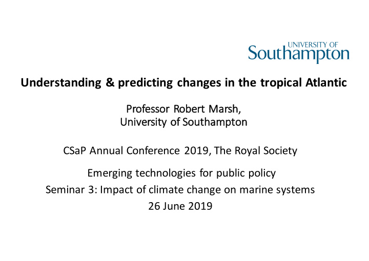 understanding amp predicting changes in the tropical
