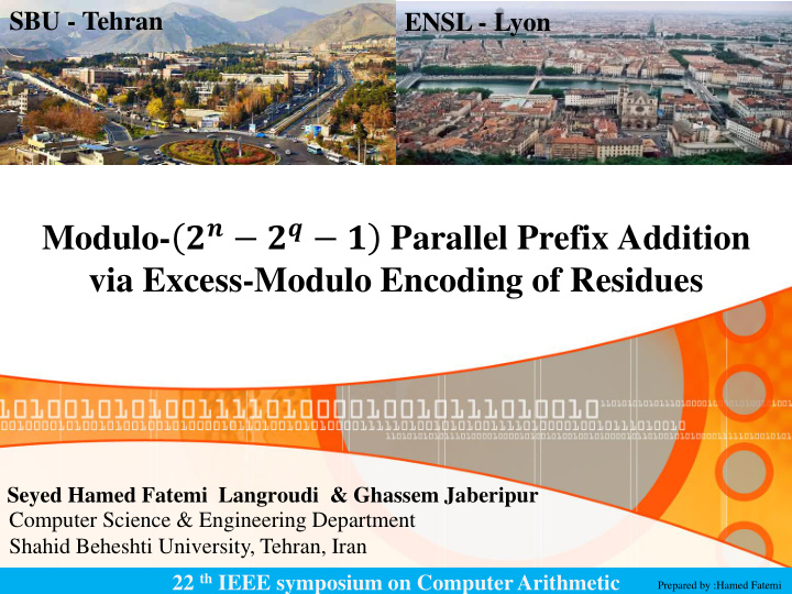 modulo parallel prefix addition via excess modulo