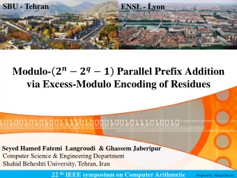 Modulo-        Parallel Prefix Addition  via Excess-Modulo Encoding of