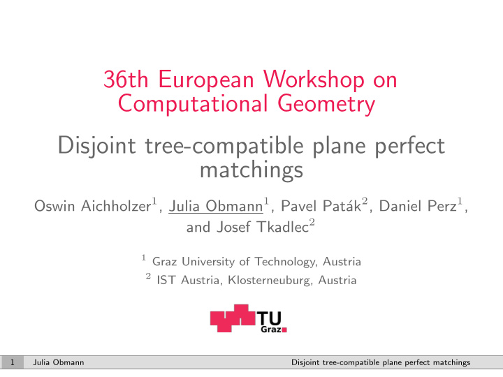 36th european workshop on computational geometry disjoint