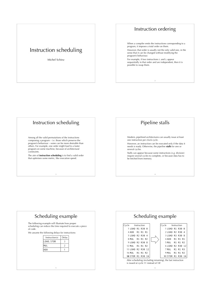 instruction scheduling