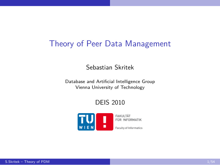 theory of peer data management