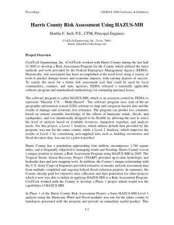 Harris County Risk Assessment Using HAZUS-MH  Martha F. Juch, P.E., CFM, Principal Engineer