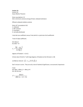 k  Ho  t  k      S  .  E  .  k degrees of freedom = n