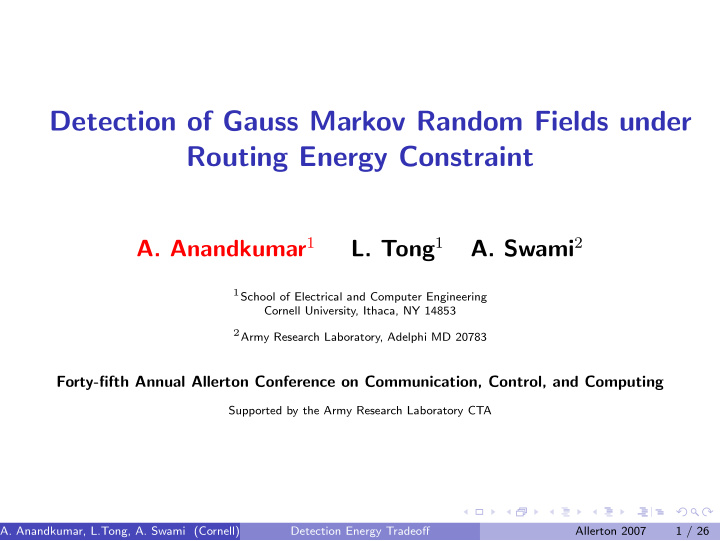 detection of gauss markov random fields under routing