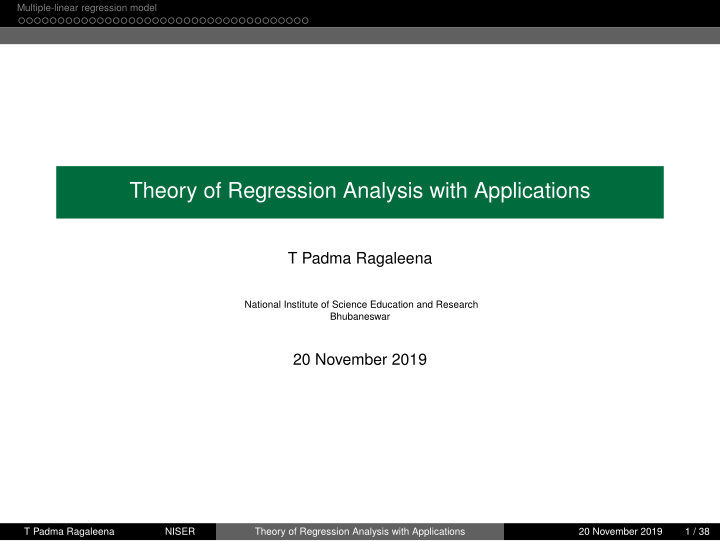 theory of regression analysis with applications