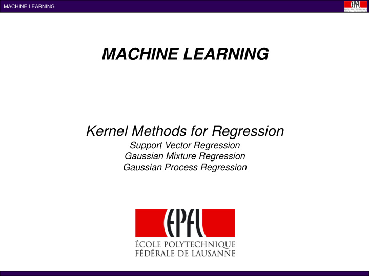 kernel methods for regression support vector regression