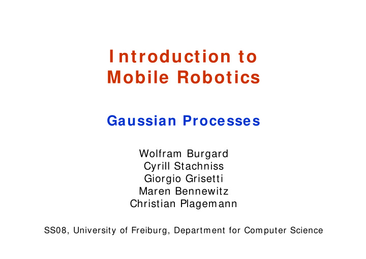 i ntroduction to mobile robotics