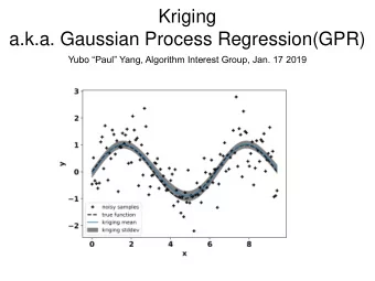 Kriging  a.k.a. Gaussian Process Regression(GPR) Yubo Paul Yang, Algorithm Interest Group,