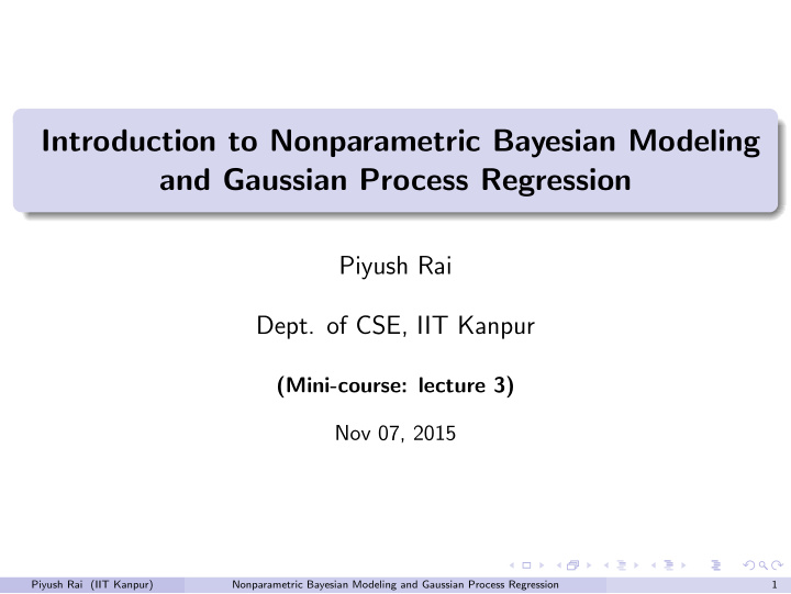 introduction to nonparametric bayesian modeling and