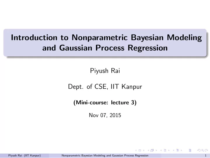 introduction to nonparametric bayesian modeling and