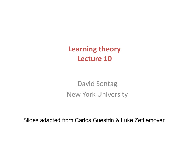 learning theory lecture 10
