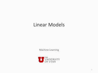 Linear Models  Machine Learning  1  Checkpoint: The bigger picture  Supervised learning: