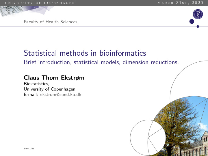 statistical methods in bioinformatics