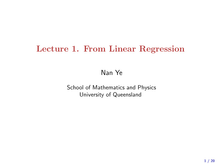 lecture 1 from linear regression