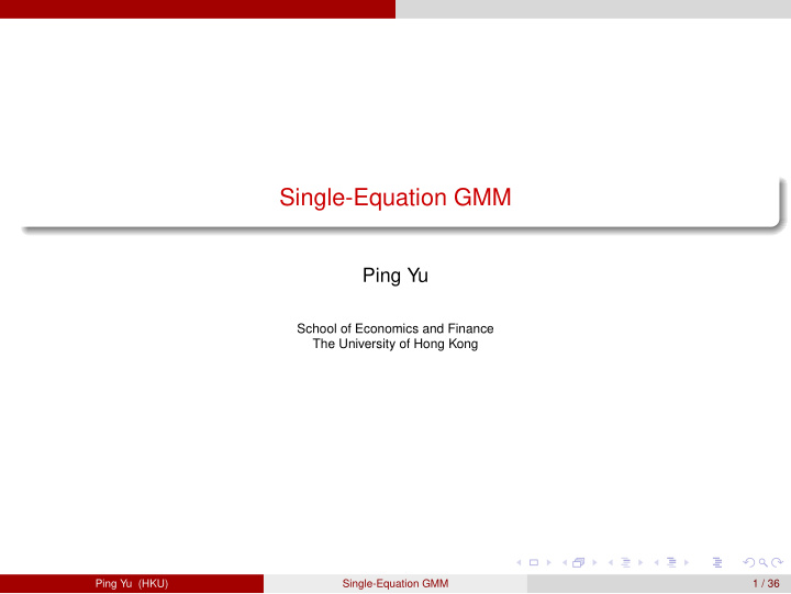 single equation gmm