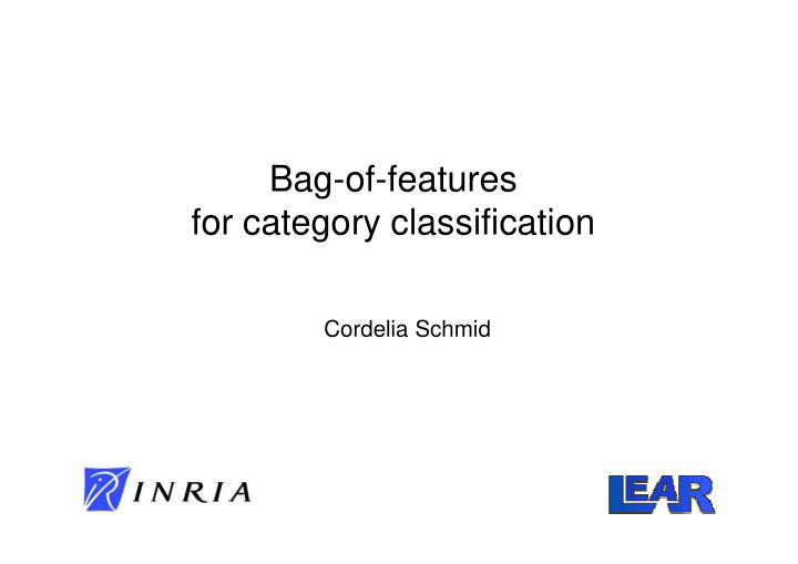 bag of features for category classification