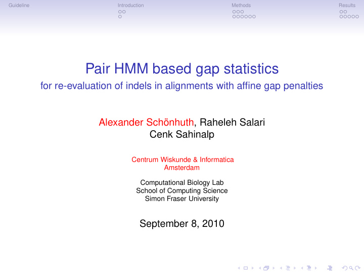 pair hmm based gap statistics
