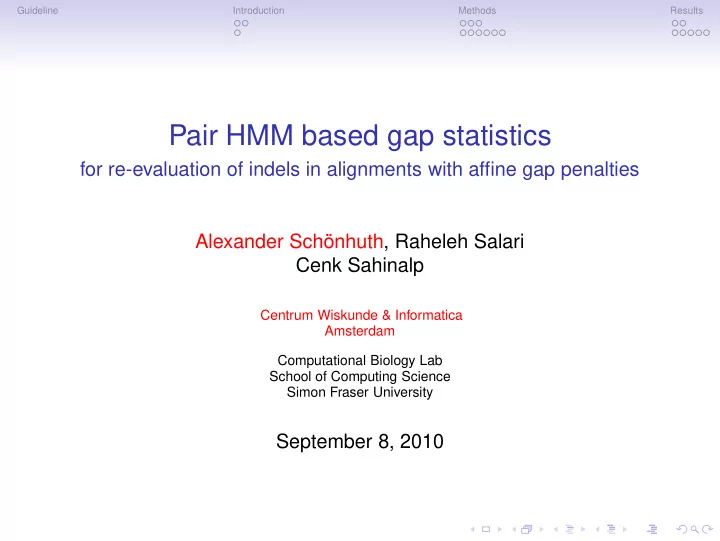 pair hmm based gap statistics