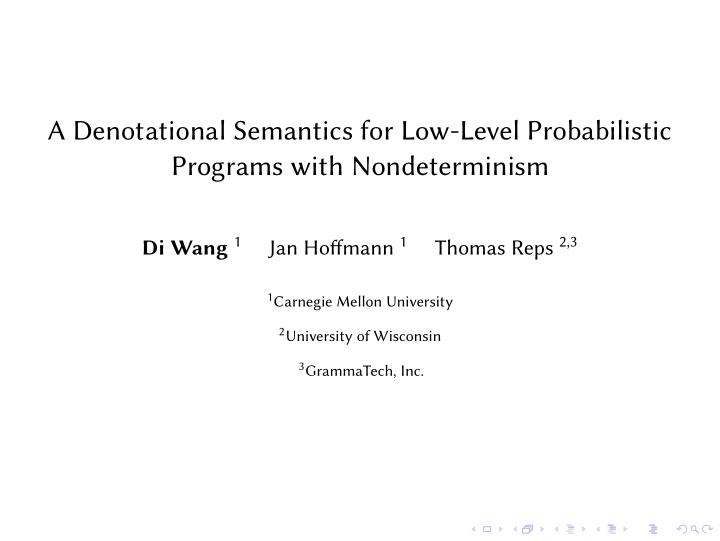 a denotational semantics for low level probabilistic