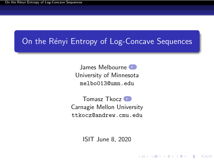 on the r enyi entropy of log concave sequences