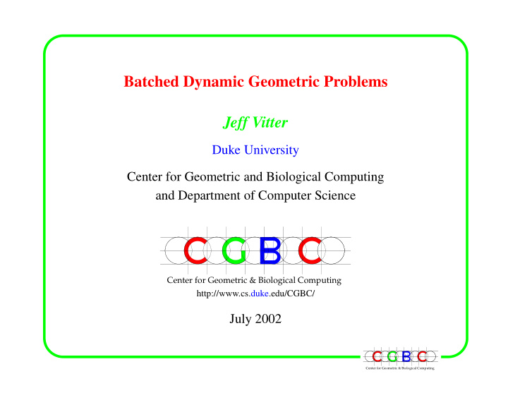batched dynamic geometric problems jeff vitter