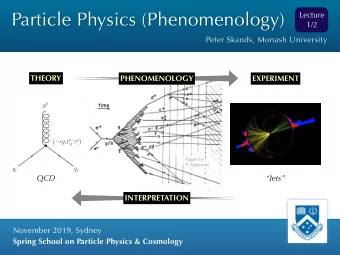 Particle Physics (Phenomenology)  Lecture  1/2  Peter Skands, Monash University  THEORY