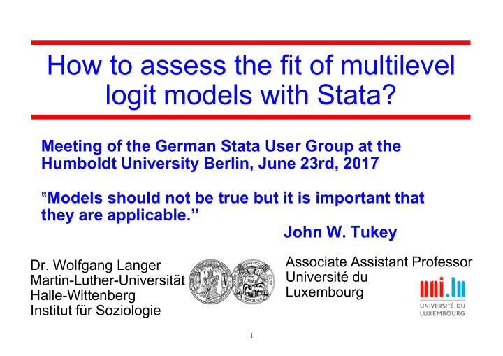 how to assess the fit of multilevel logit models with