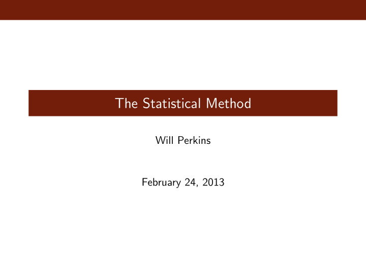 the statistical method