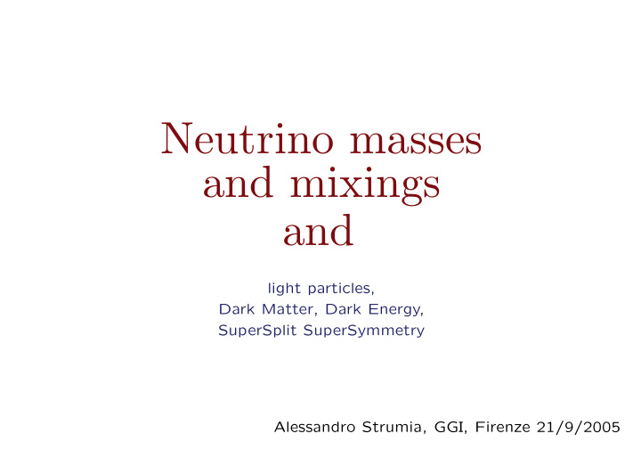 neutrino masses and mixings and